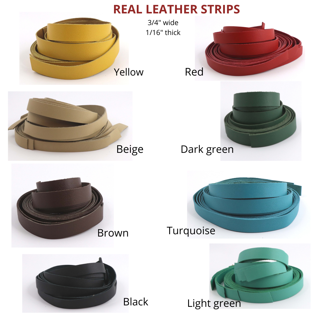 Leather strips, real leather strips, 3/4" leather strips - Colorway Arts