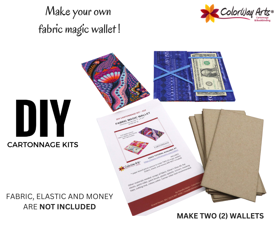 Fabric Magic Wallet DIY kit, pack of 2, cartonnage kit 222