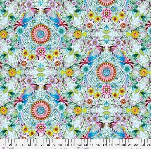 Fabric - Bird&#39;s Grace - Multi - Birds in Paradise- Catalina Estrada - Half Yard