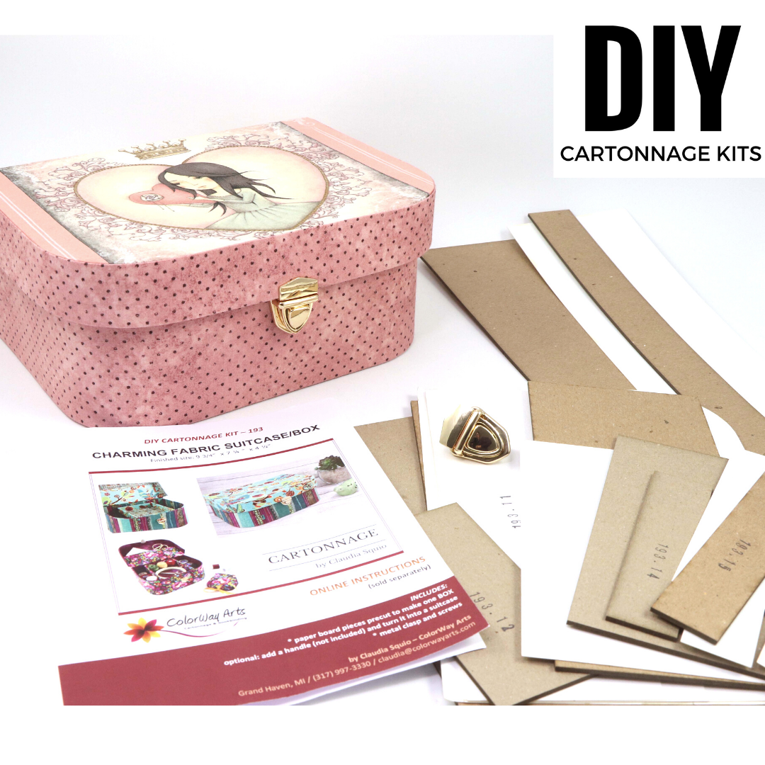 Charming Fabric box/suitcase DIY kit, cartonnage kit 193 - Colorway Arts