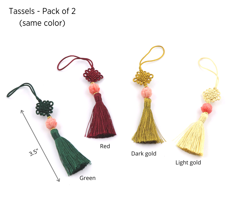 Tassels, rose charm tassels - 3.5&quot; - pack of 2
