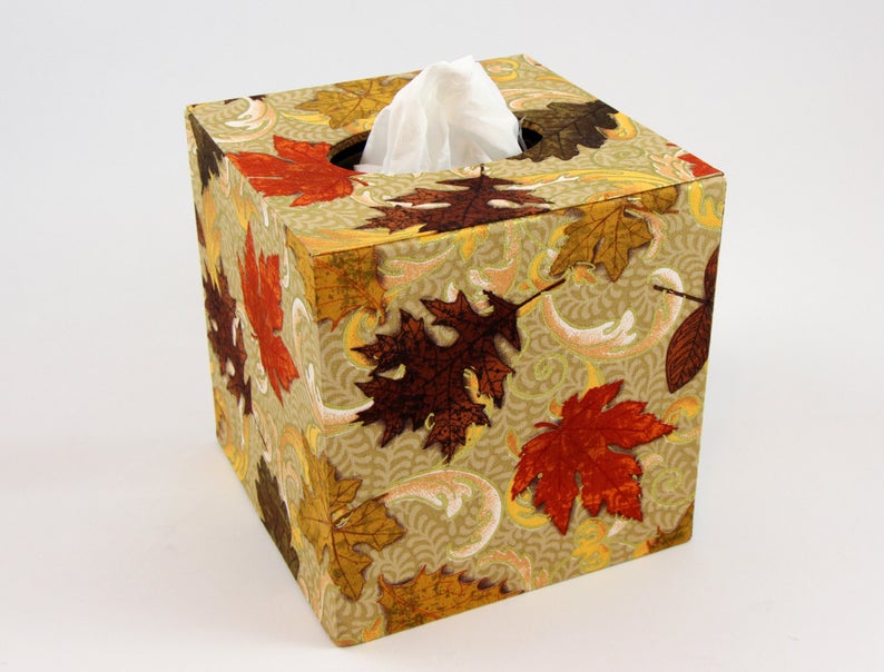 Fabric square tissue box cover DIY kit, cartonnage kit 141, online instructions included - Colorway Arts