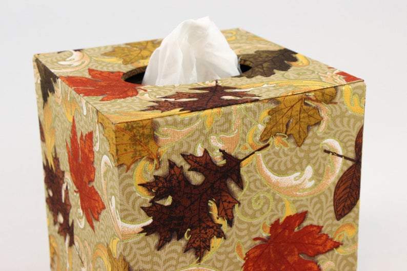 Fabric square tissue box cover DIY kit, cartonnage kit 141, online instructions included - Colorway Arts