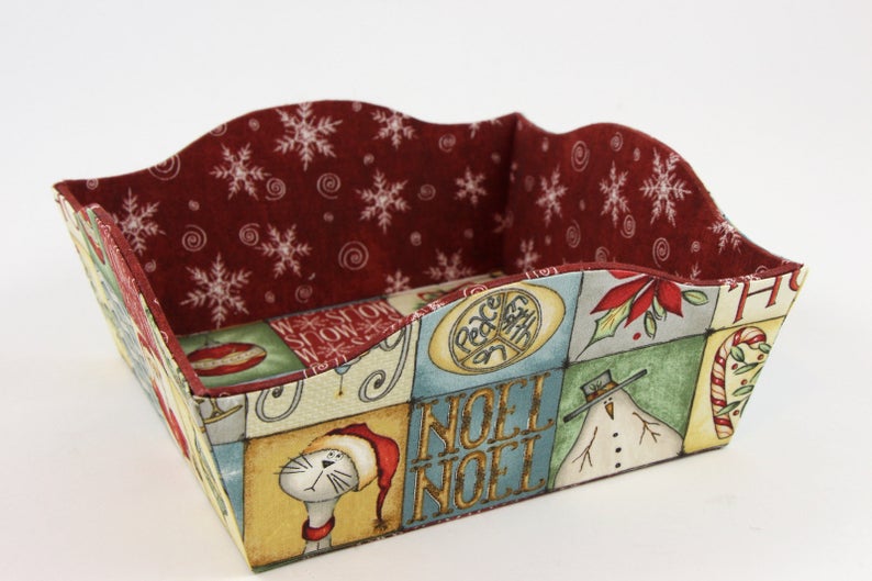 Fabric covered box tray DIY kit, fabric box kit, cartonnage kit 140, online instructions included - Colorway Arts