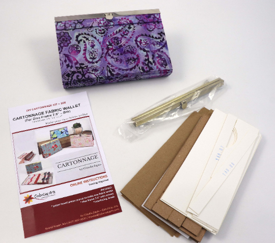 Fabric wallet diva frame, fabric cartonnage wallet, cartonnage kit 168, big fabric wallet - 7.5&quot;, online instructions included - Colorway Arts