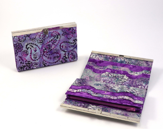 Fabric wallet diva frame, fabric cartonnage wallet, cartonnage kit 168, big fabric wallet - 7.5&quot;, online instructions included - Colorway Arts