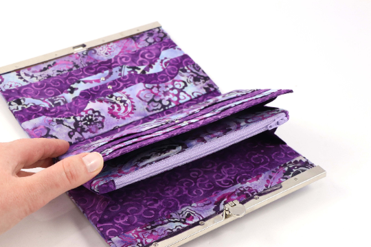 Fabric wallet diva frame, fabric cartonnage wallet, cartonnage kit 168, big fabric wallet - 7.5&quot;, online instructions included - Colorway Arts