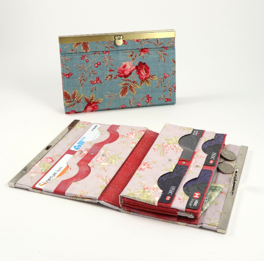Fabric wallet diva frame, fabric cartonnage wallet, cartonnage kit 168, big fabric wallet - 7.5&quot;, online instructions included - Colorway Arts