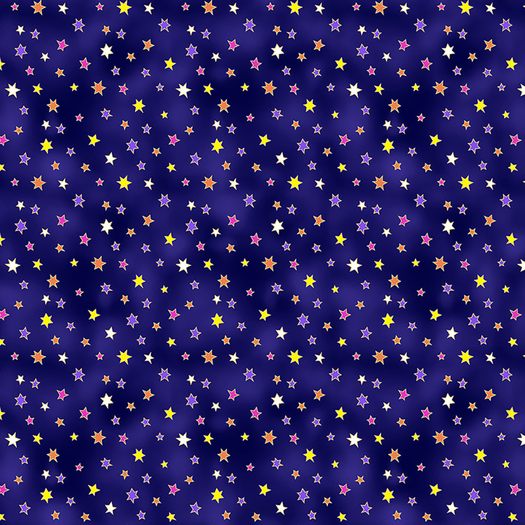 Fabric - Celestial Magic Stars Indigo  - Laurel Burch - Half Yard