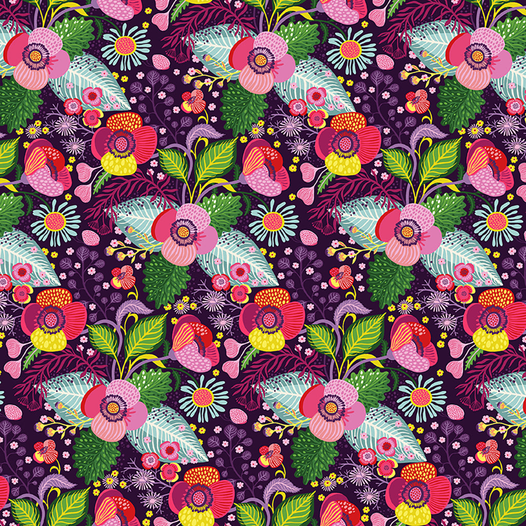Fabric - Floribunda Fancy Floral Indigo - Half Yard